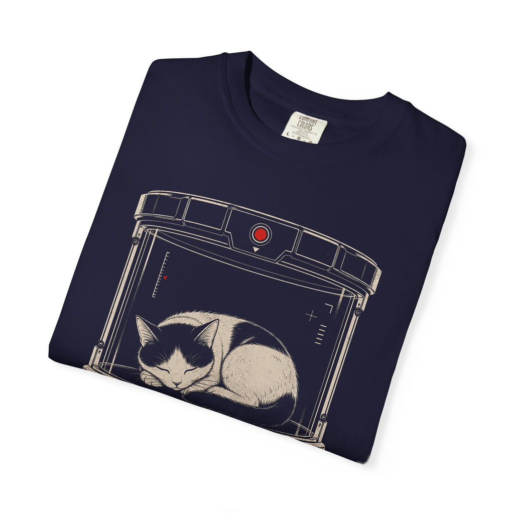 sleeping cat in observation chamber