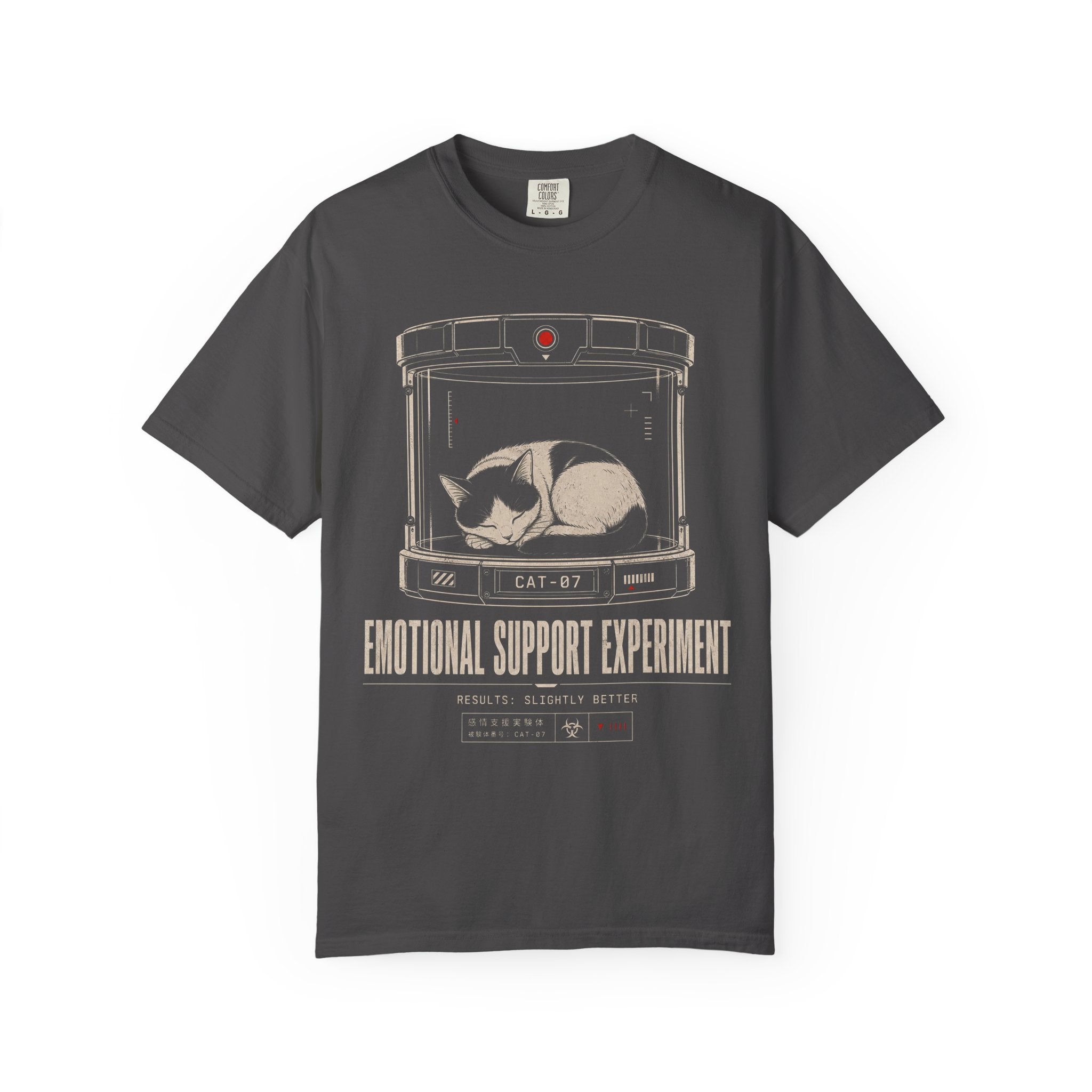 sleeping cat in observation chamber