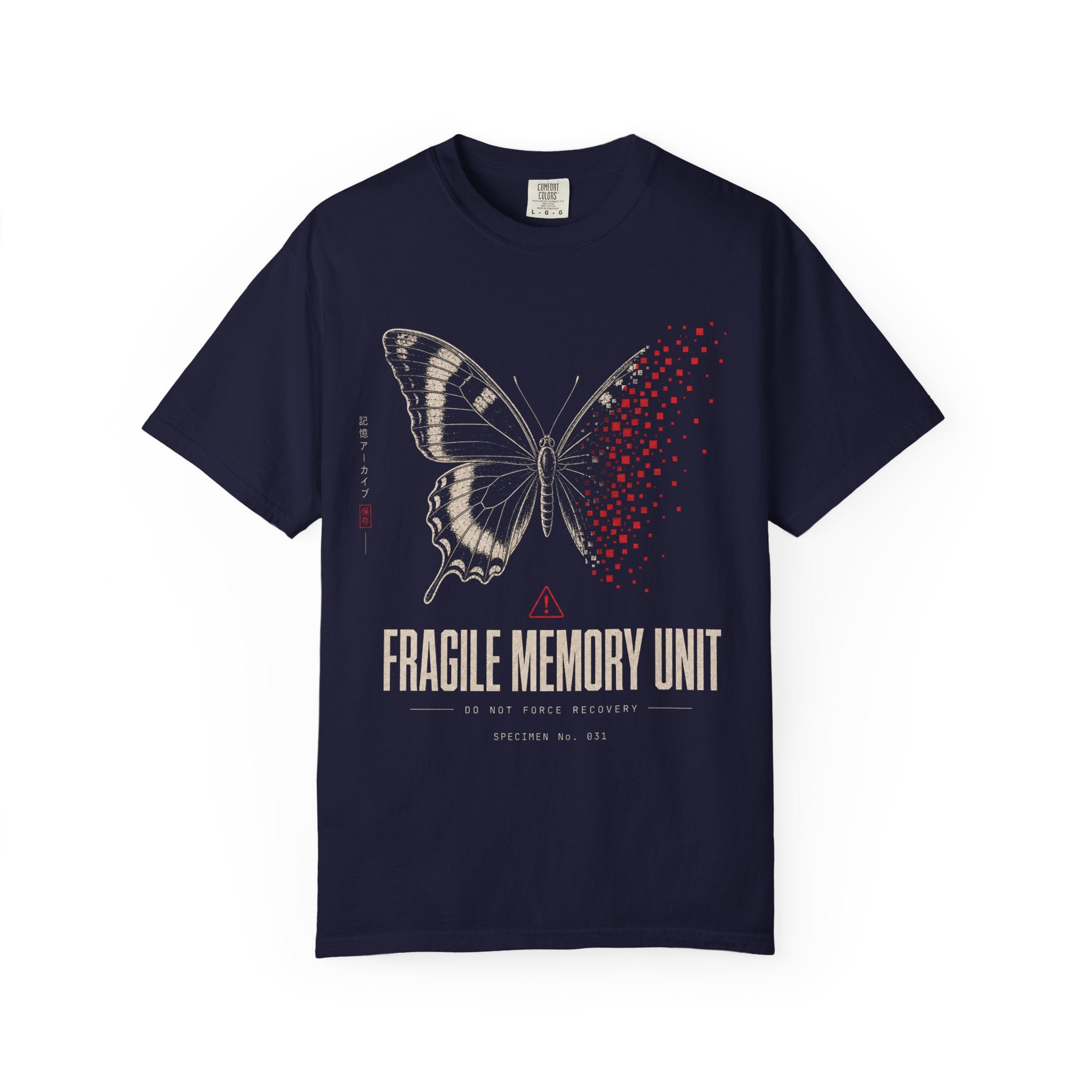 Fragile butterfly with dissolving wing
