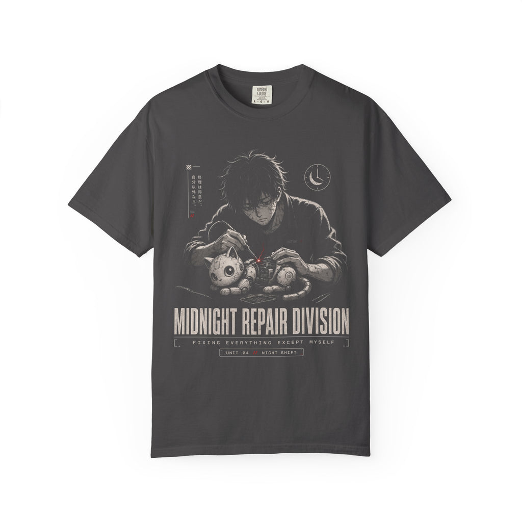 midnight repair mechanic and robotic cat