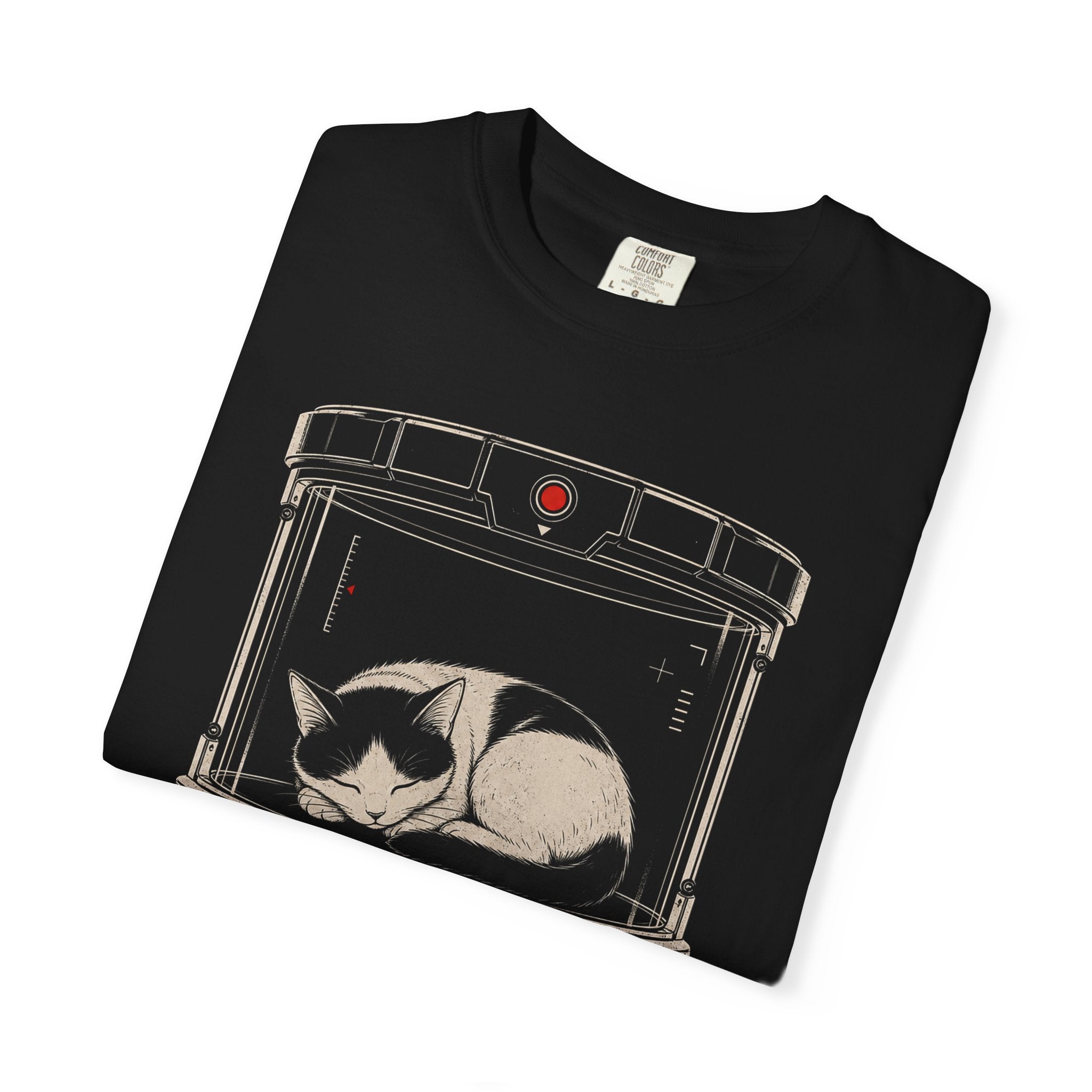 sleeping cat in observation chamber
