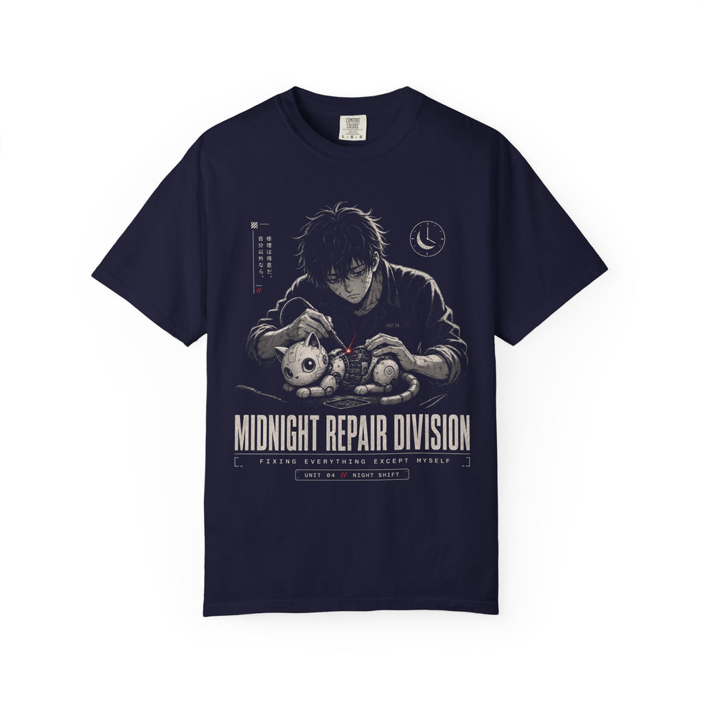 midnight repair mechanic and robotic cat