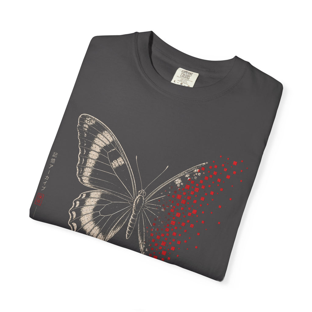 Fragile butterfly with dissolving wing