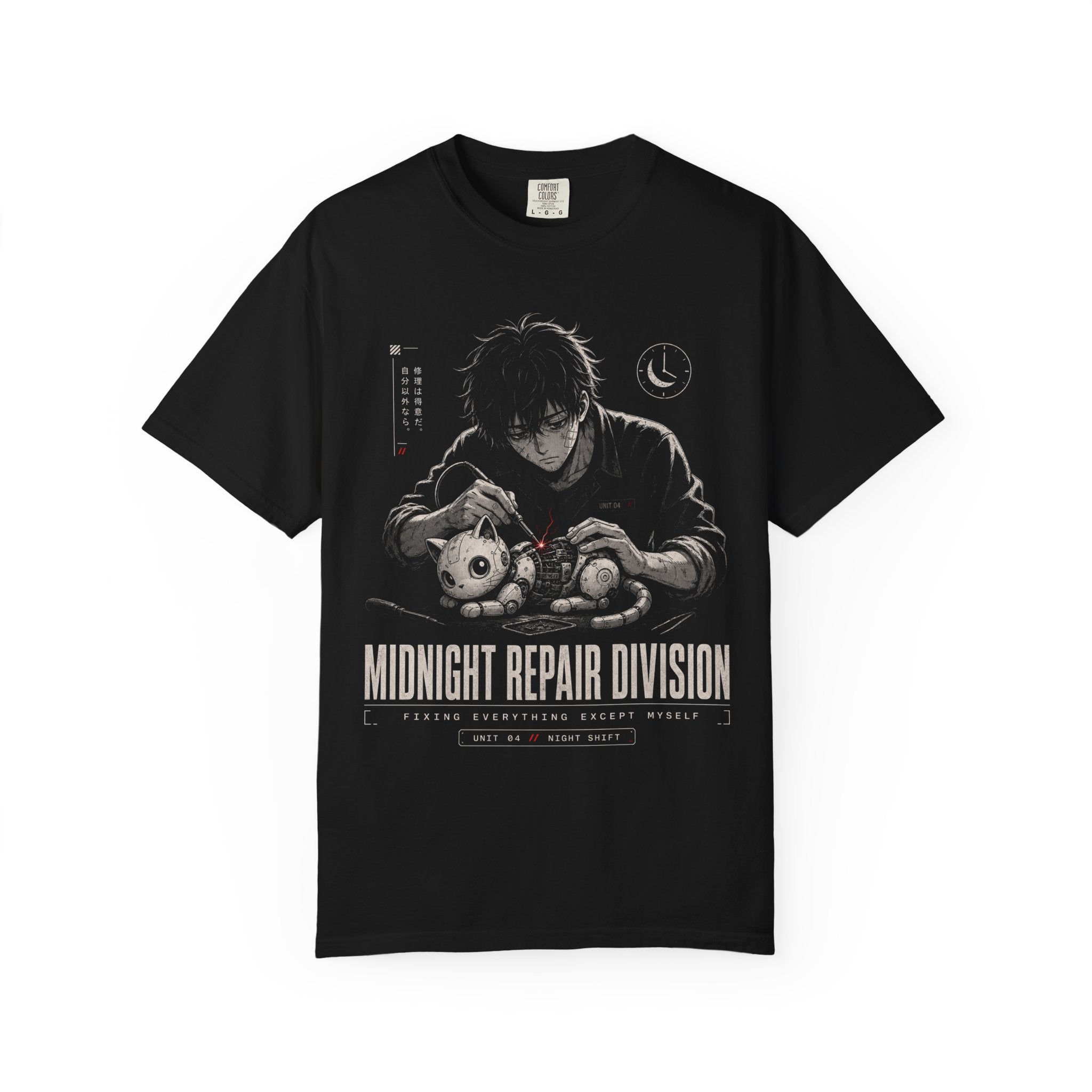 midnight repair mechanic and robotic cat