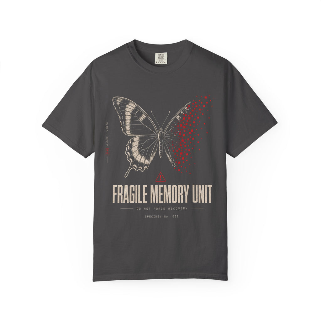 Fragile butterfly with dissolving wing