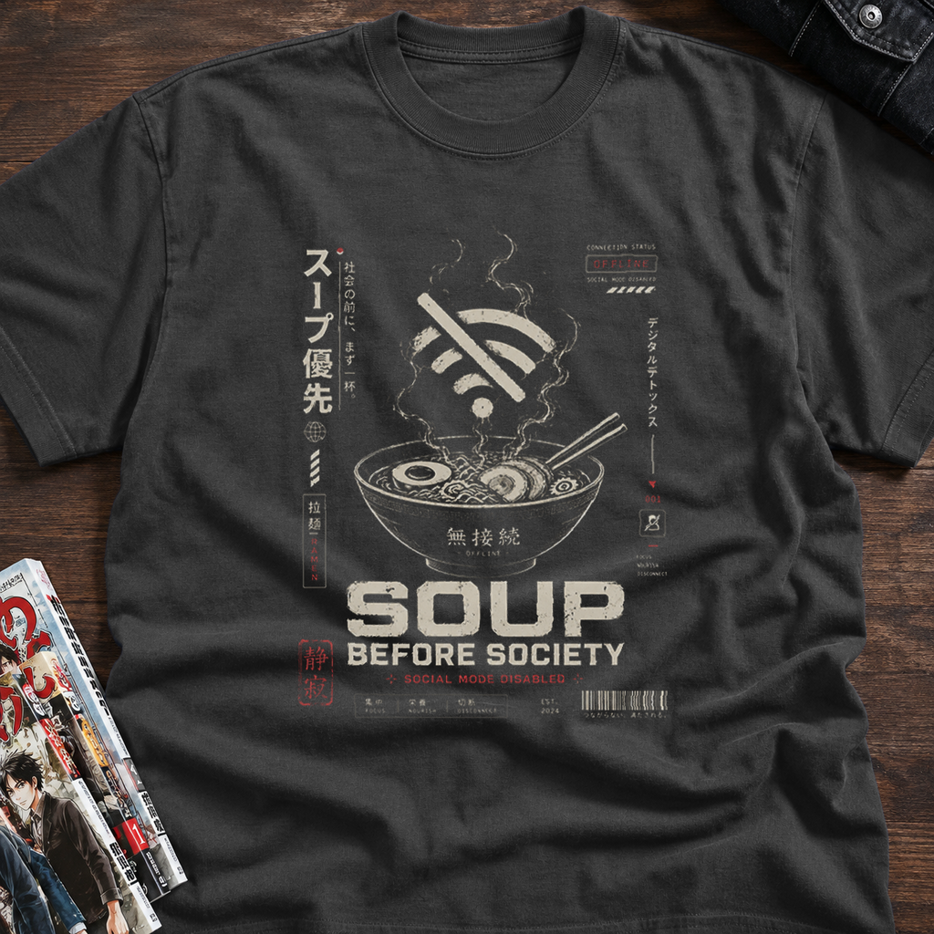 Disconnected cyber ramen indulgence
