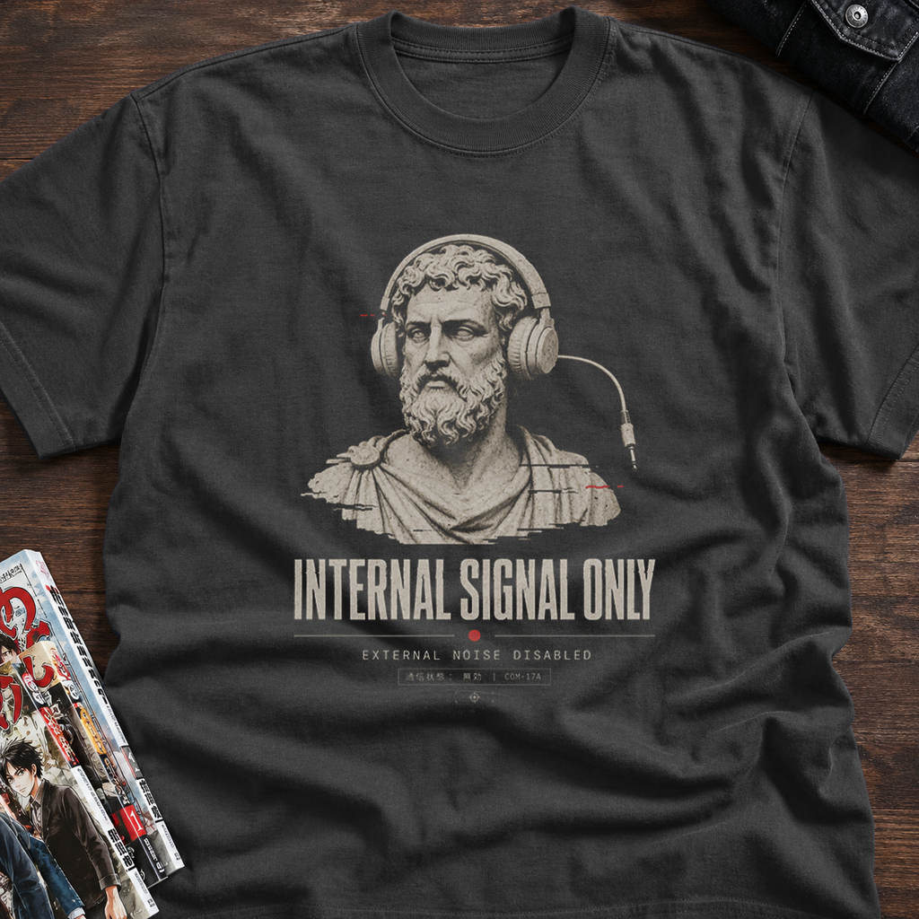 classical bust with disconnected headphones