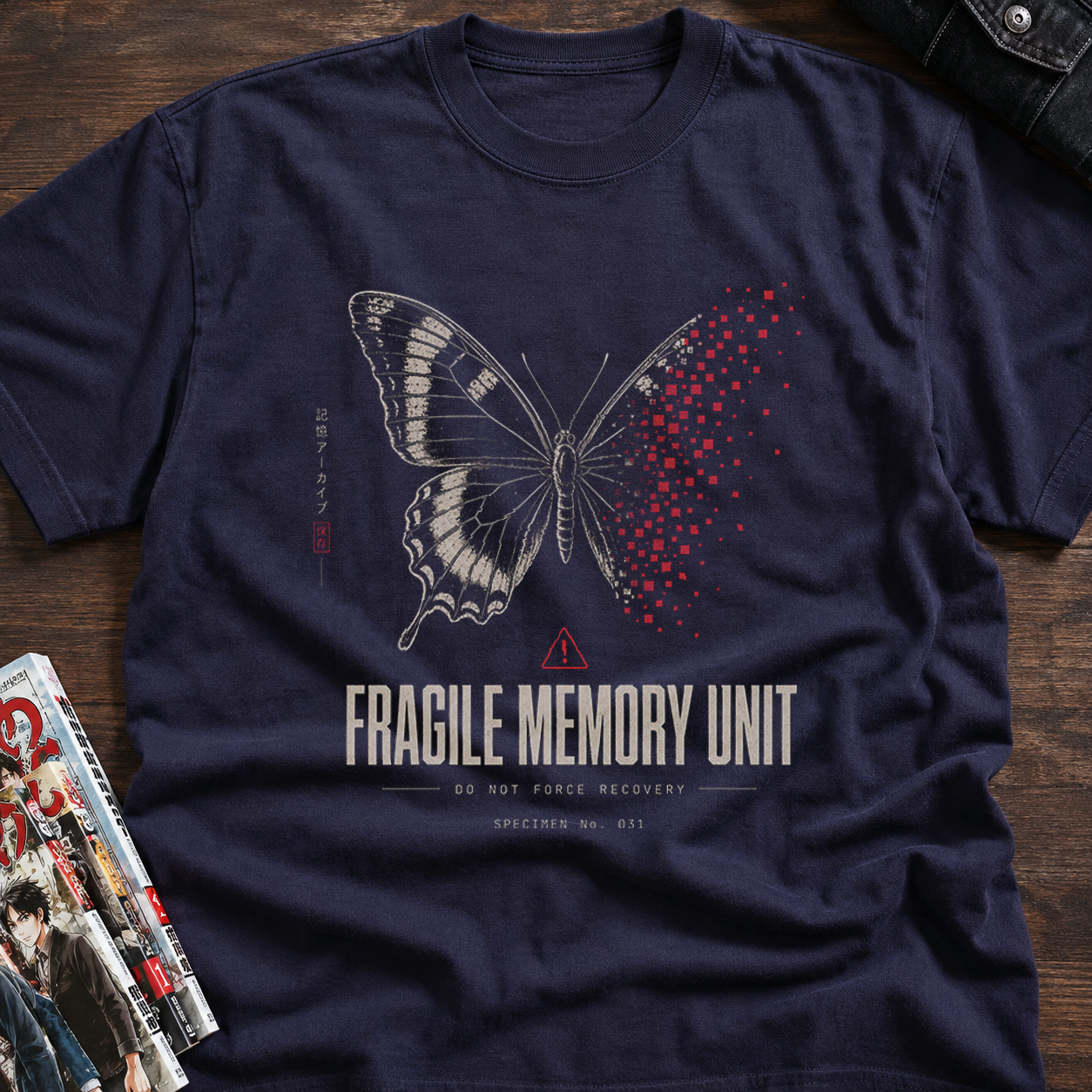Fragile butterfly with dissolving wing