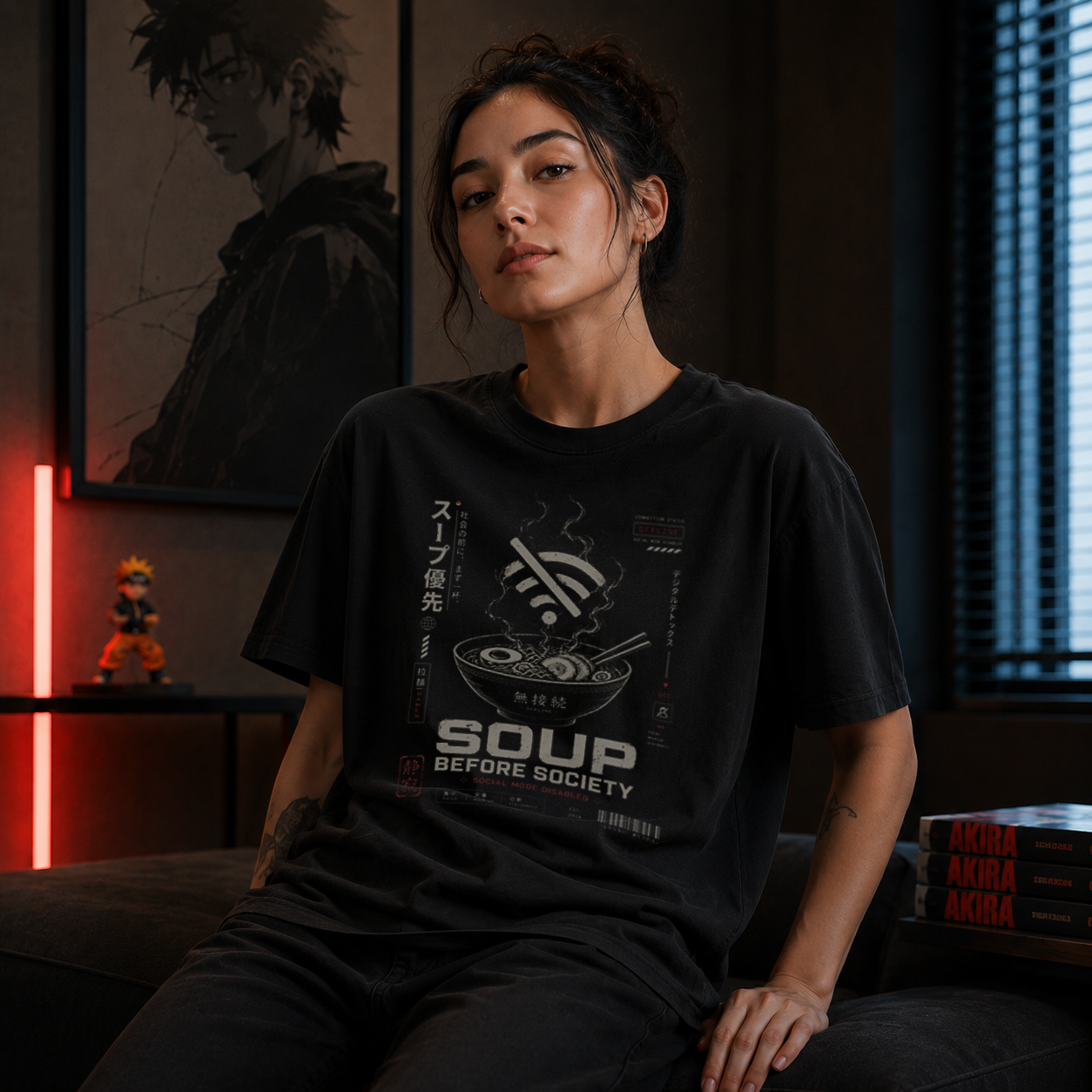 Disconnected cyber ramen indulgence