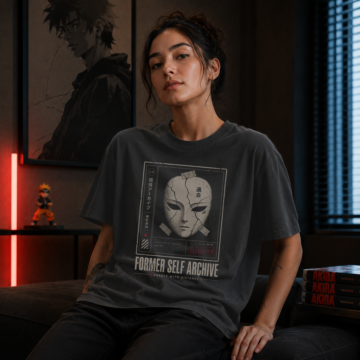 cracked anime mask archive print