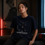 calm anime thinker with warning symbol