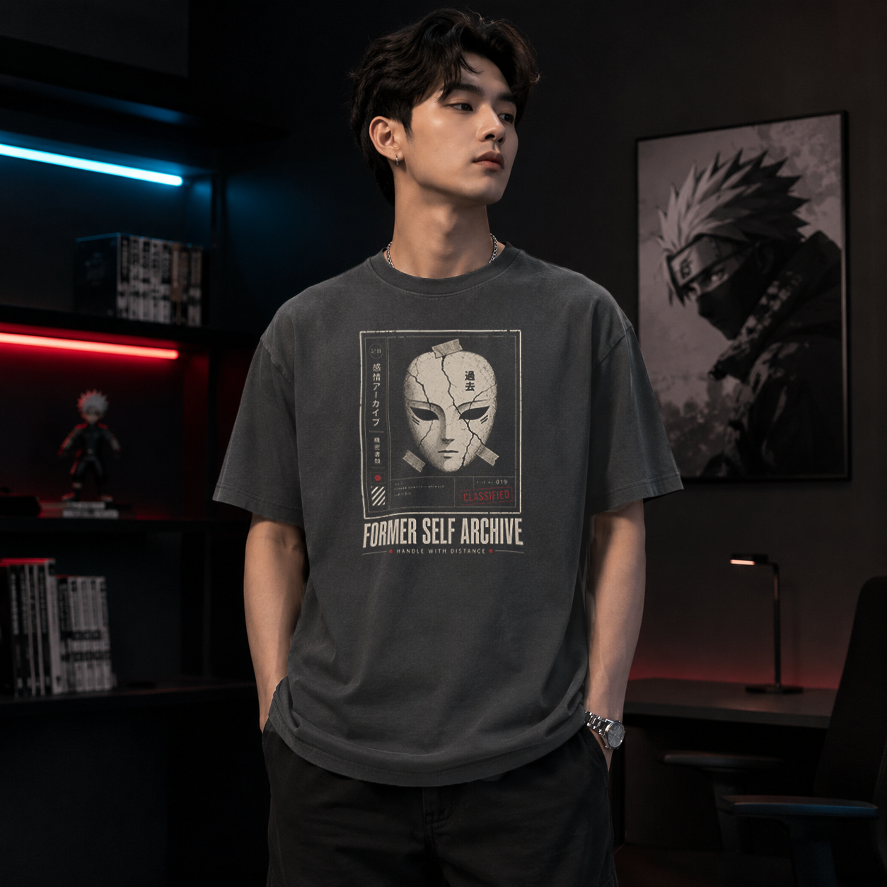 cracked anime mask archive print